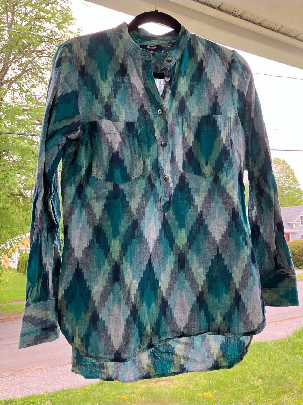 Madewell Blue and Green Button Down Shirt M